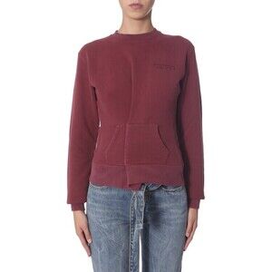 Unravel Project Asymmetrical Hem Burgundy Crew Neck Sweatshirt - NWT